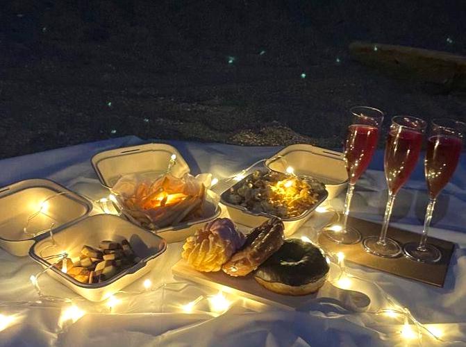 BBQ at the Shore Under a Starry Sky